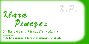 klara pinczes business card